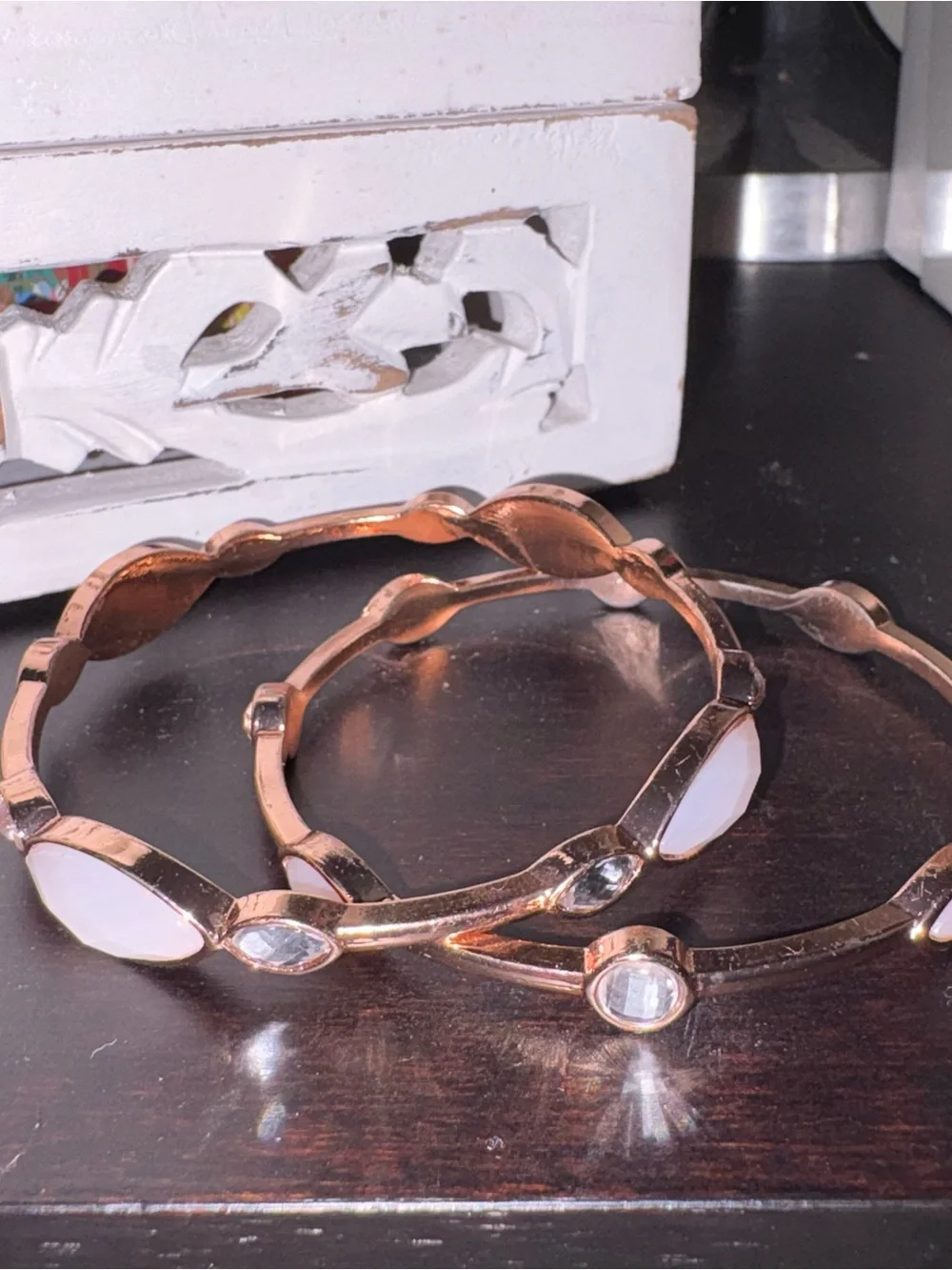 6 Rose Gold Stackable Bangle Bracelets - Picture 2 of 12